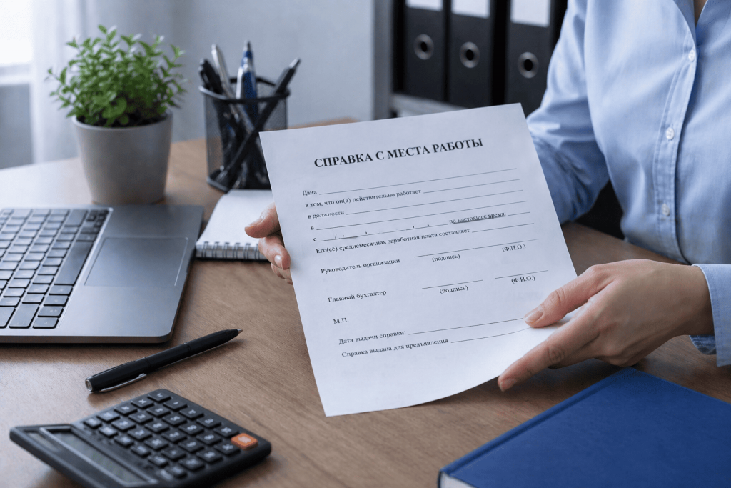 Документ справка с работы на столе Справка с места работы для подтверждения дохода